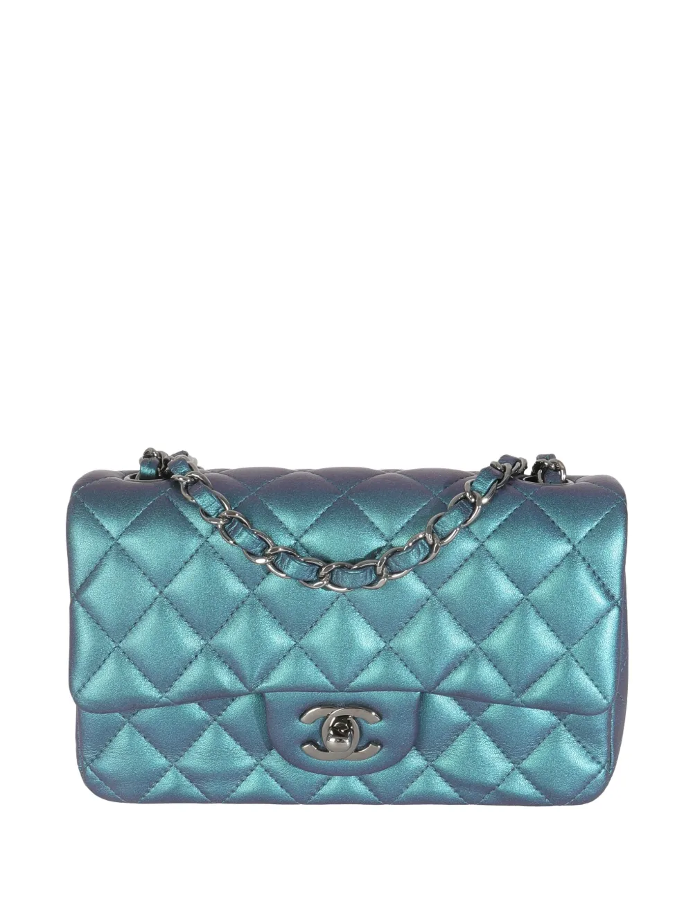 Pre-owned Chanel 2016-2017 Mini Quilted Flap Shoulder Bag In Blue