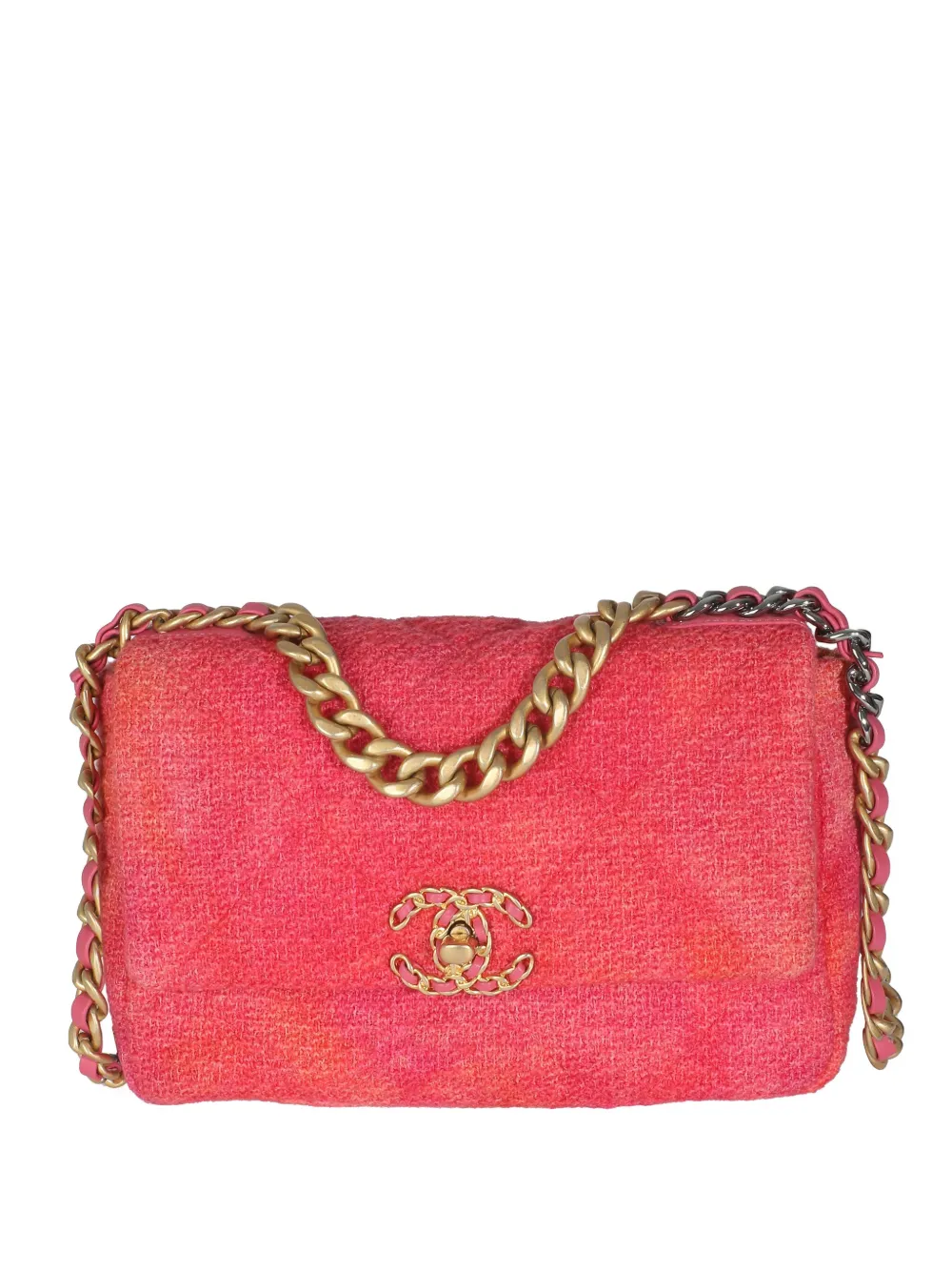 CHANEL Pre-Owned 2020 medium tweed quilted 19 shoulder bag - Rosa