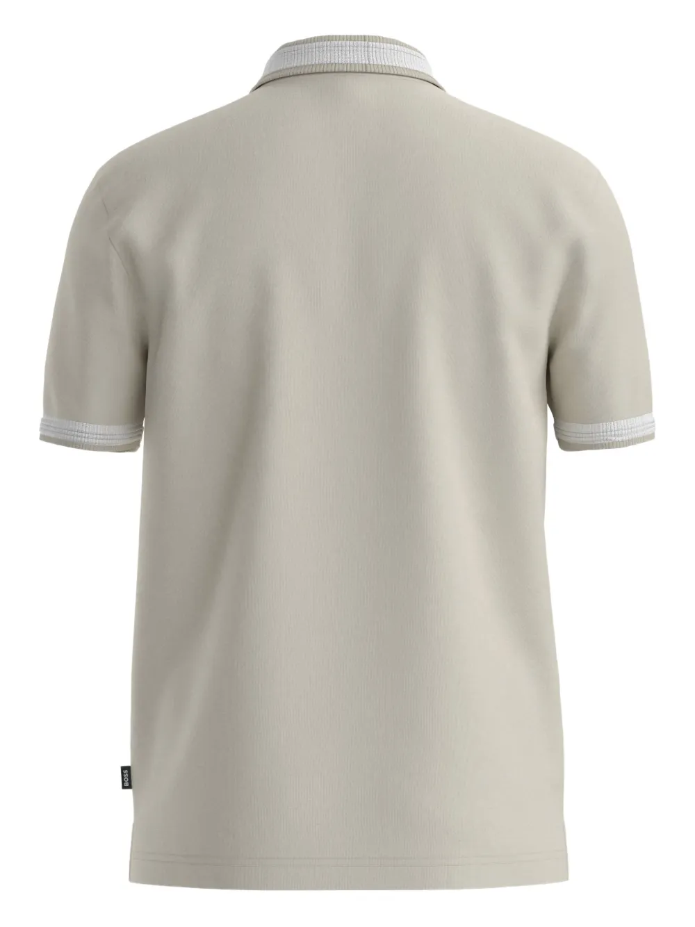 BOSS Poloshirt met gestreepte kraag - Beige