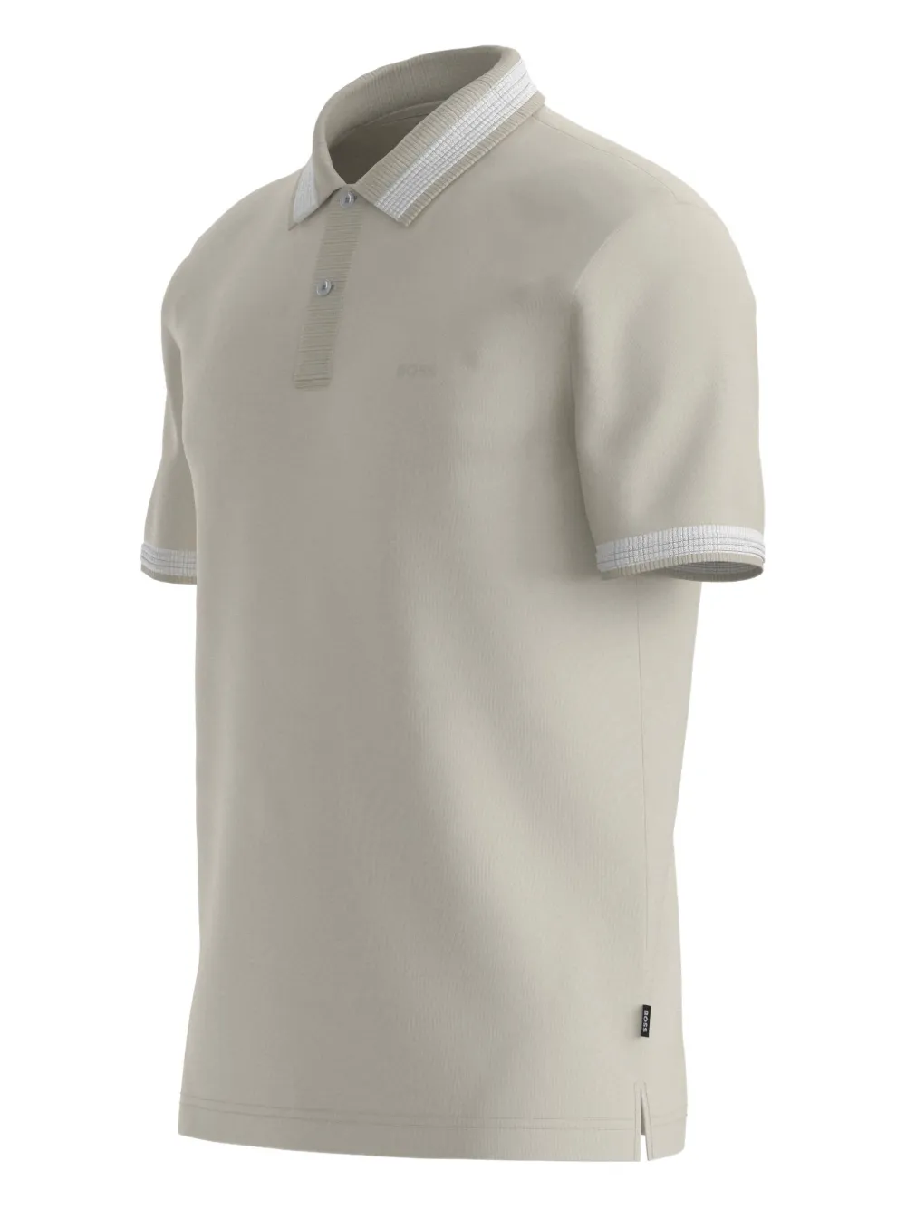 BOSS Poloshirt met gestreepte kraag Beige