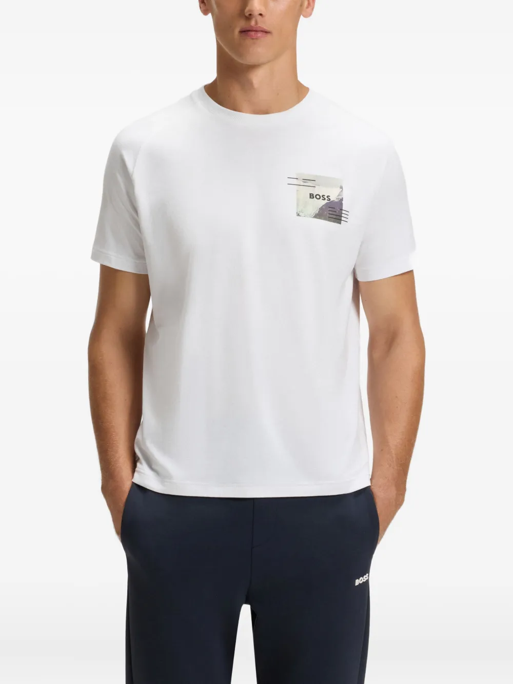BOSS T-shirt met grafische print Wit