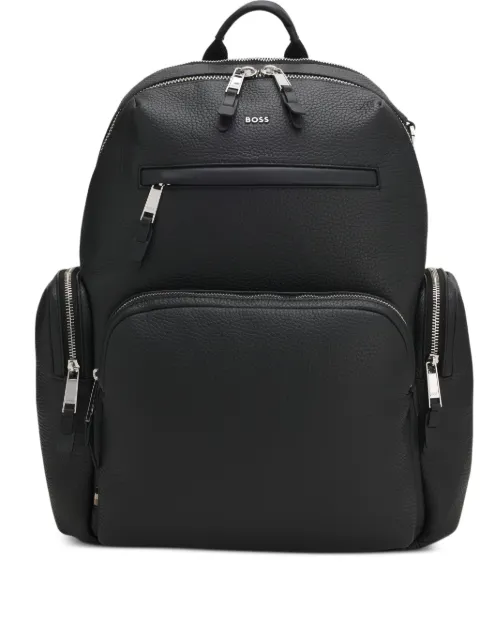 BOSS leather zip-fastening backpack