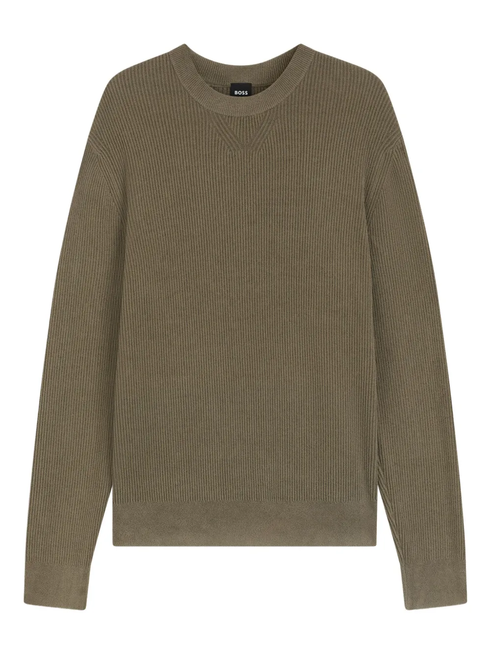 Hugo Boss Regular-fit Sweater With Corduroy Rib In Green