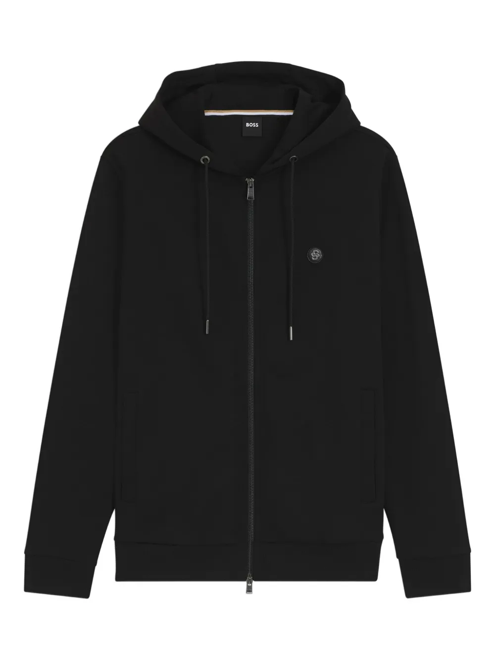Hugo Boss Logo-detail Zip-up Hoodie In Black