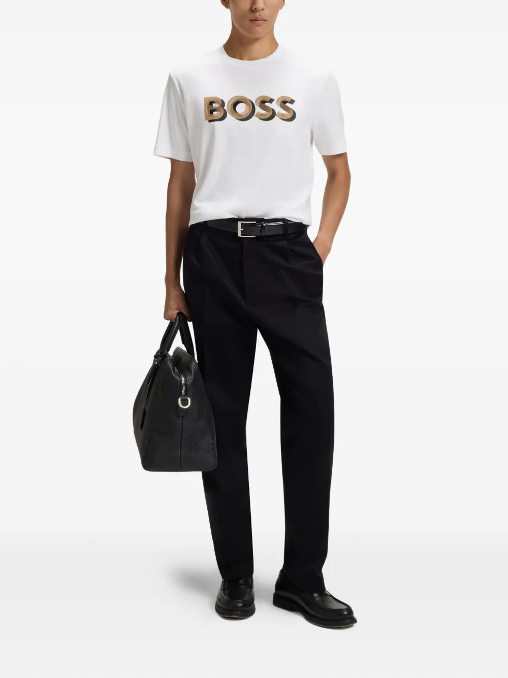 BOSS T-shirt met logoprint - Wit