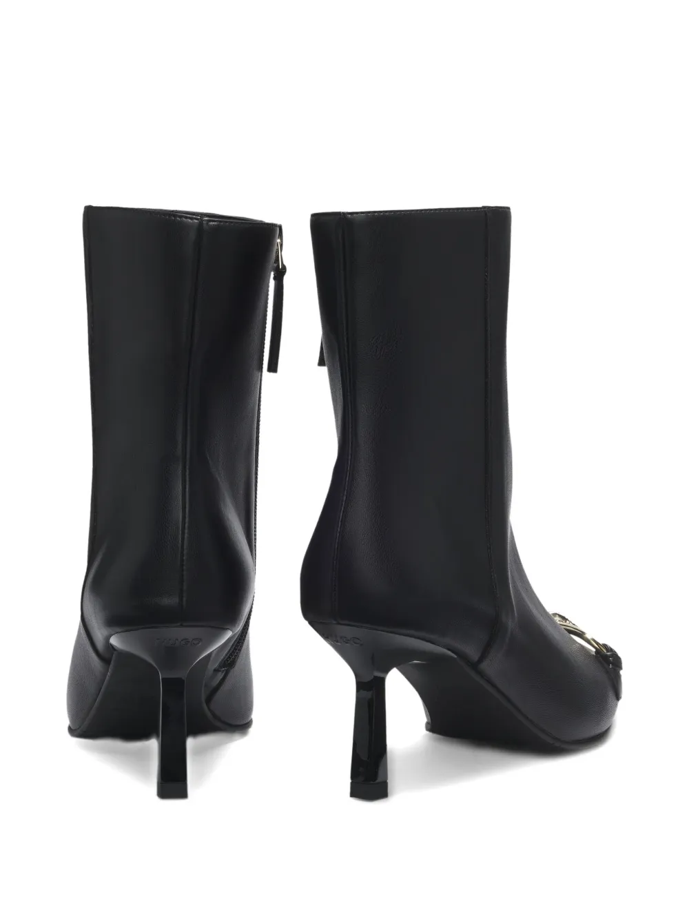 Hugo Boss Knot-detail Pointed-toe Ankle Boots In Black