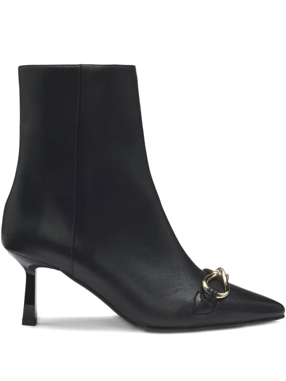 Hugo Boss Knot-detail Pointed-toe Ankle Boots In Black