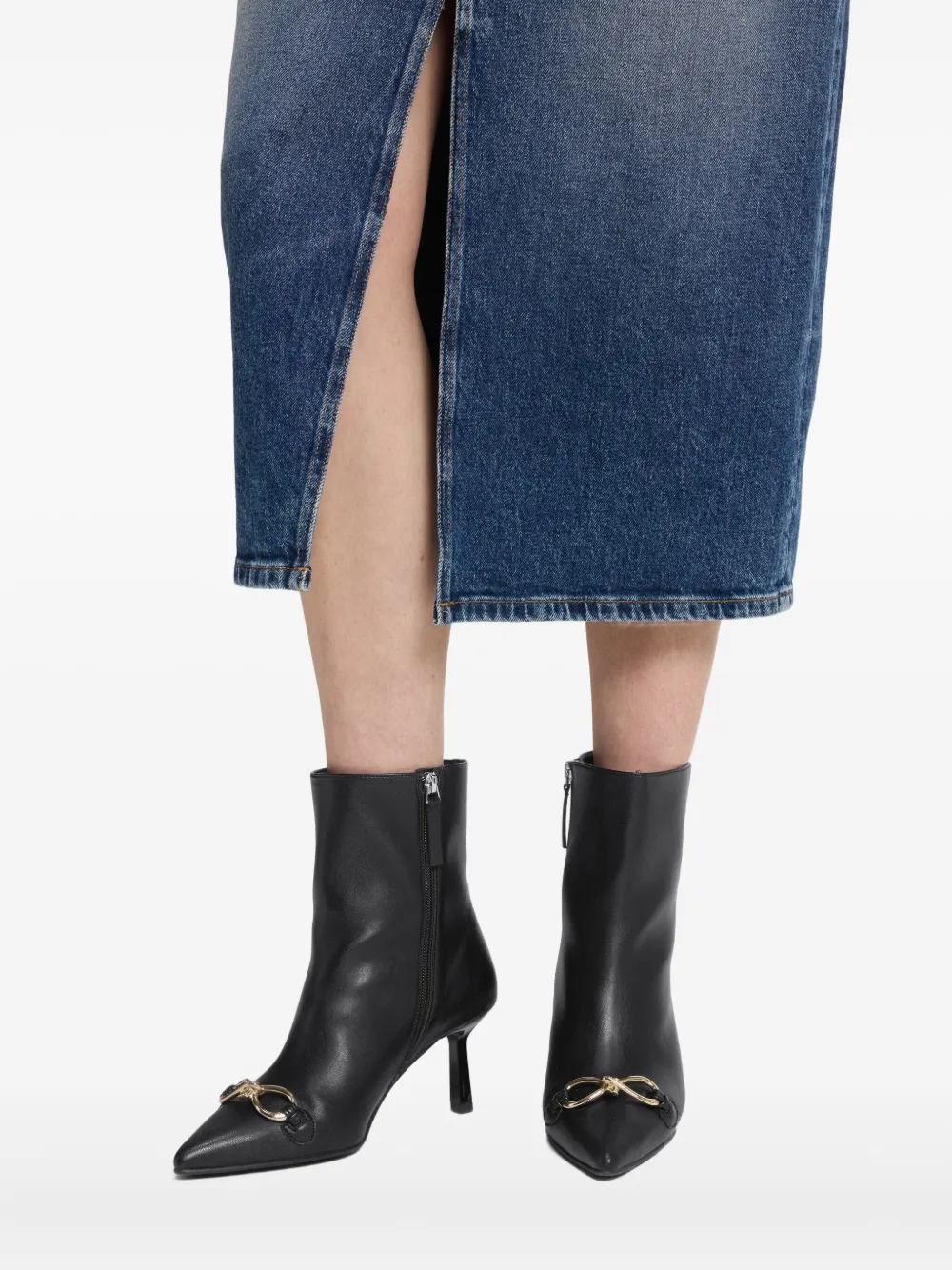 Hugo Boss Knot-detail Pointed-toe Ankle Boots In Black