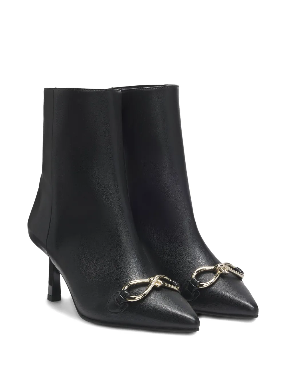 Hugo Boss Knot-detail Pointed-toe Ankle Boots In Black