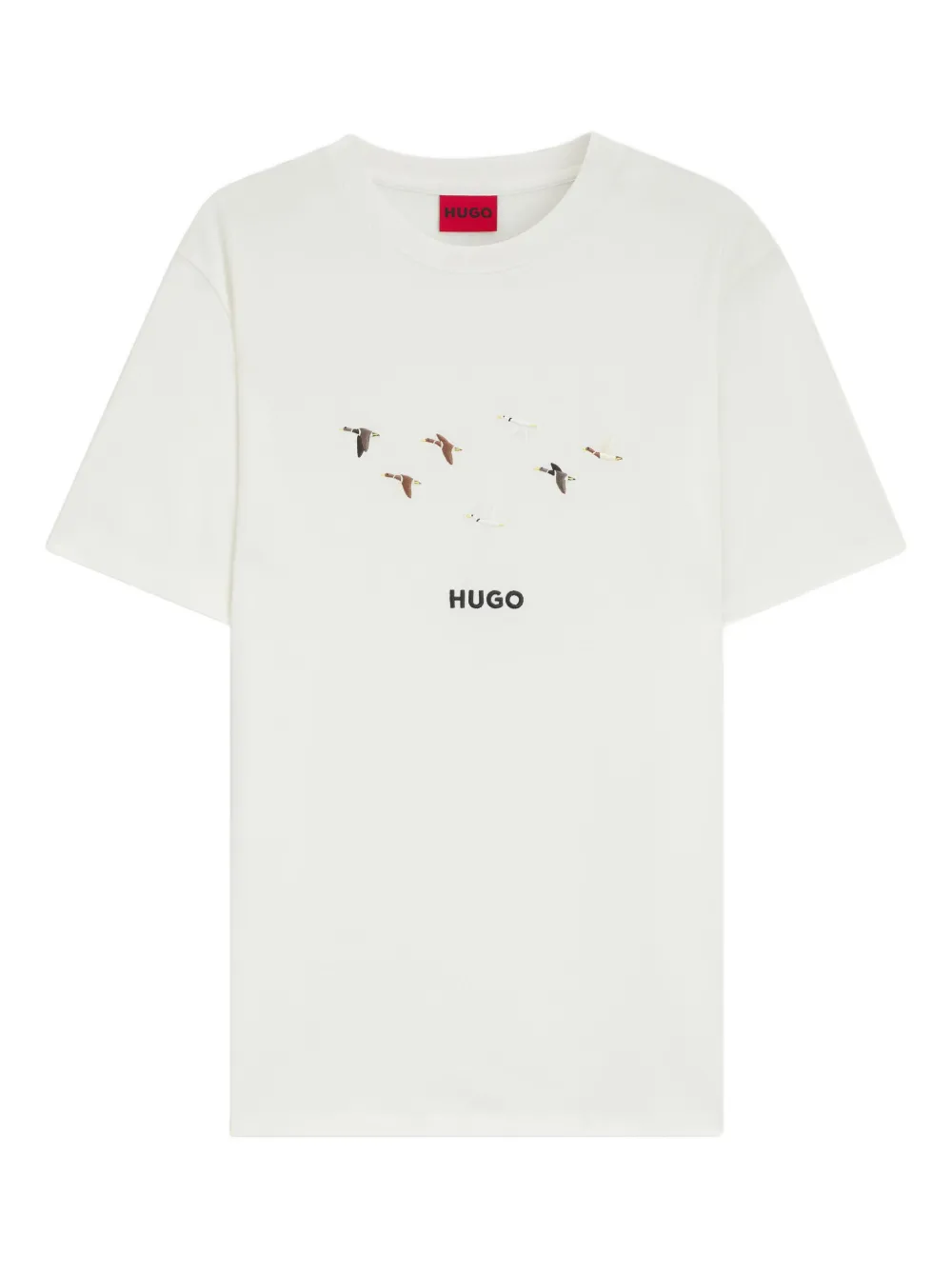 HUGO bird-embroidered cotton T-shirt | White | Image 1