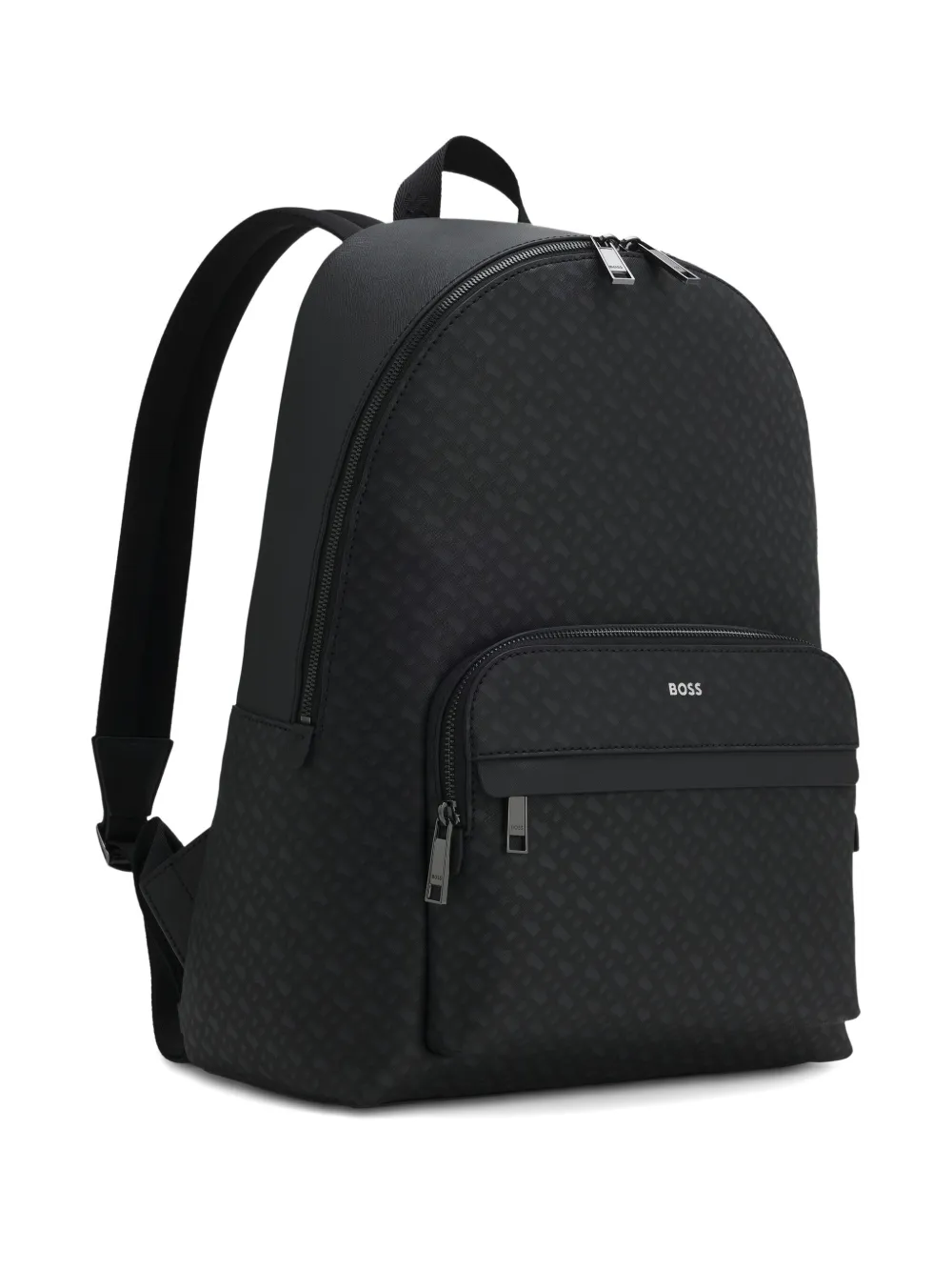 Hugo Boss Geometric-pattern Zipped-pocket Backpack In Black