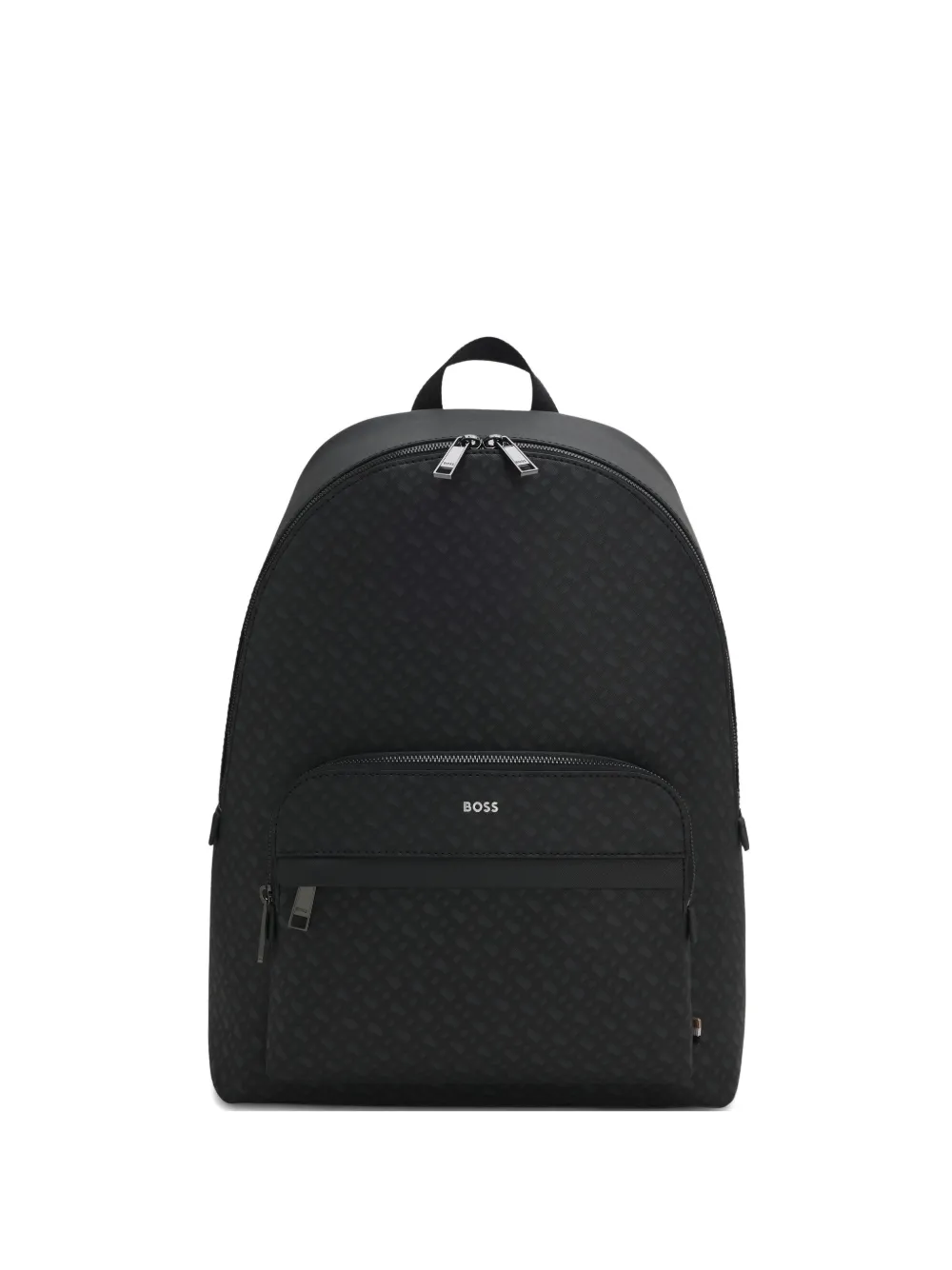 Hugo Boss Geometric-pattern Zipped-pocket Backpack In Black