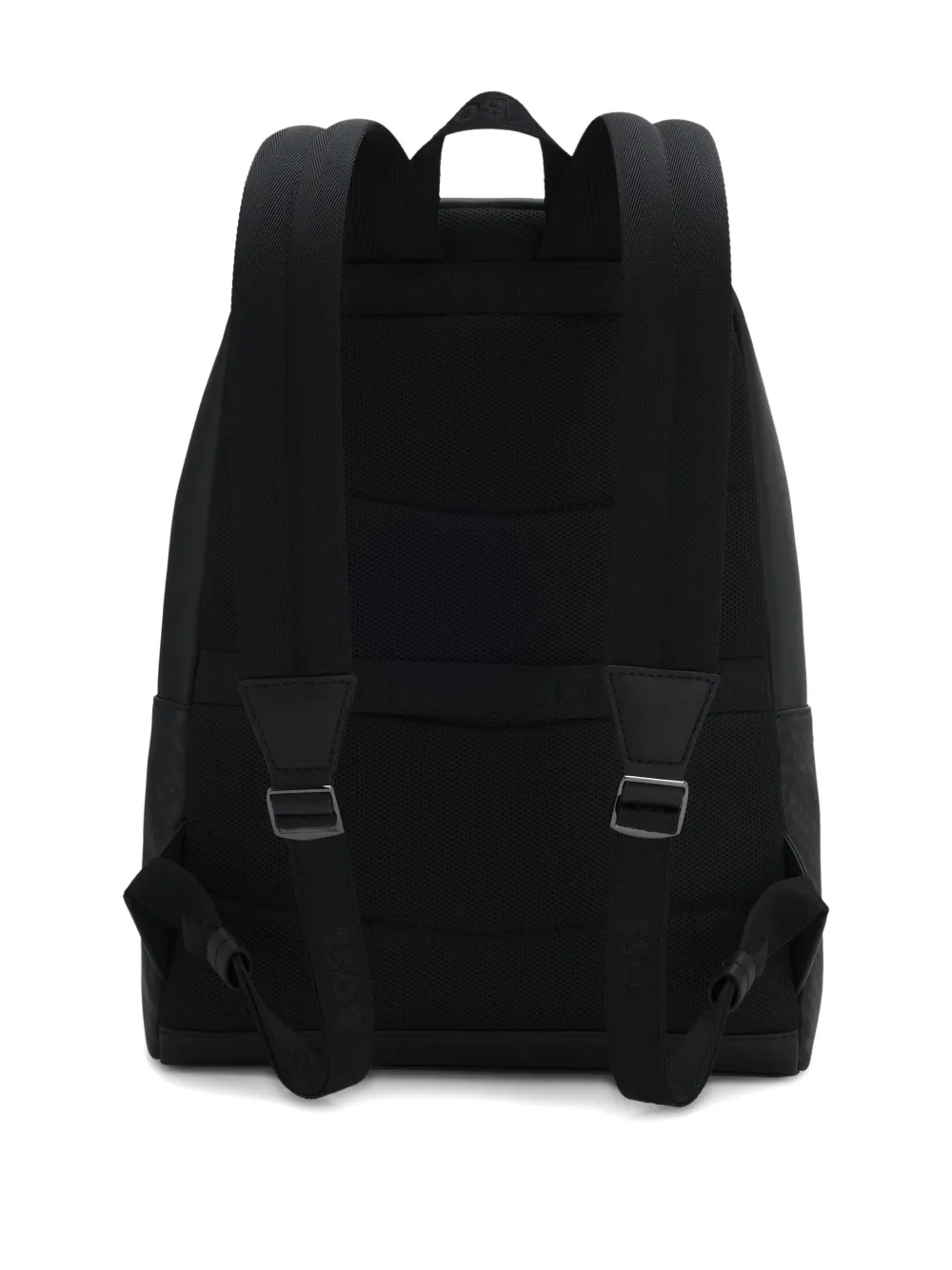 Hugo Boss Geometric-pattern Zipped-pocket Backpack In Black