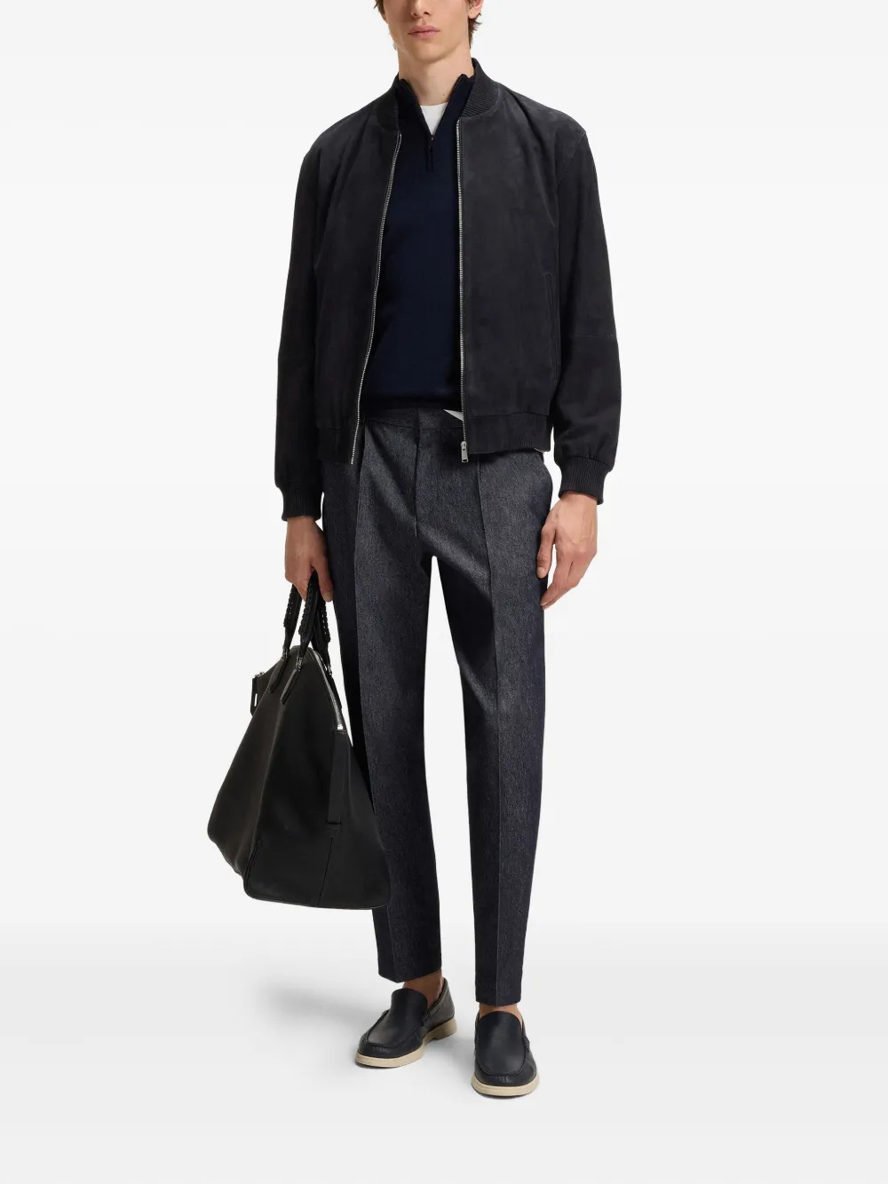 BOSS ribbed-collar suede bomber jacket | Bomber Jackets | Image 2
