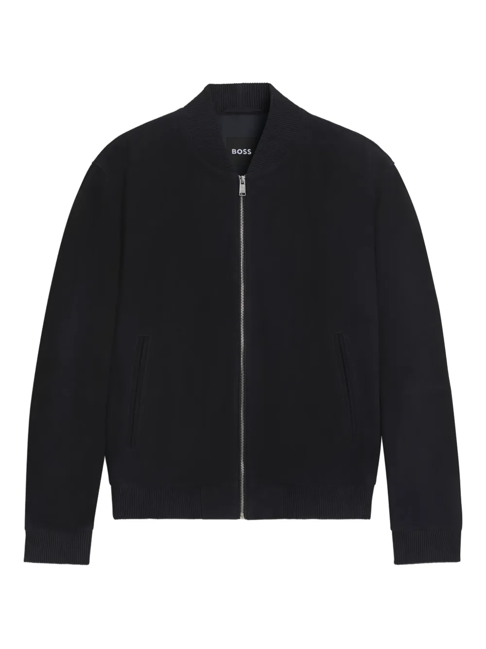 BOSS ribbed-collar suede bomber jacket | Blue | Image 1
