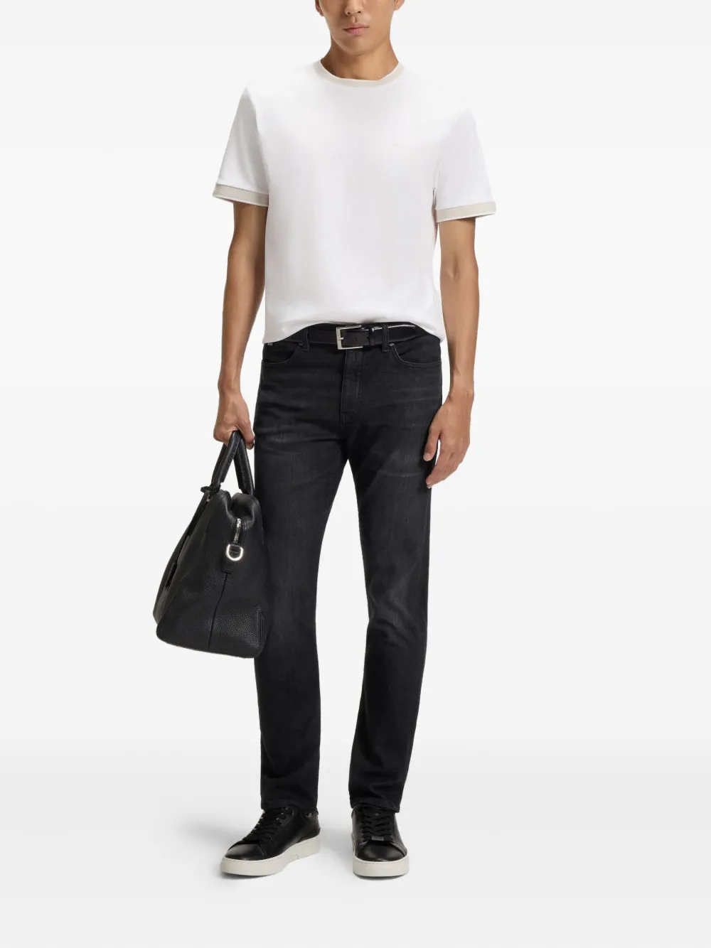 BOSS Jeans met logoplakkaat - Zwart