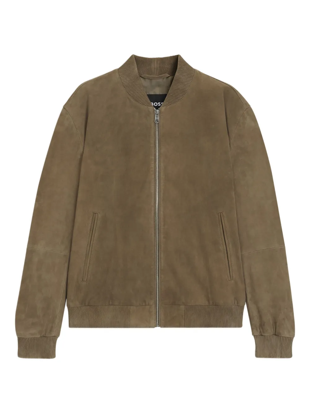 BOSS suede zip-front bomber jacket | Brown | Image 1