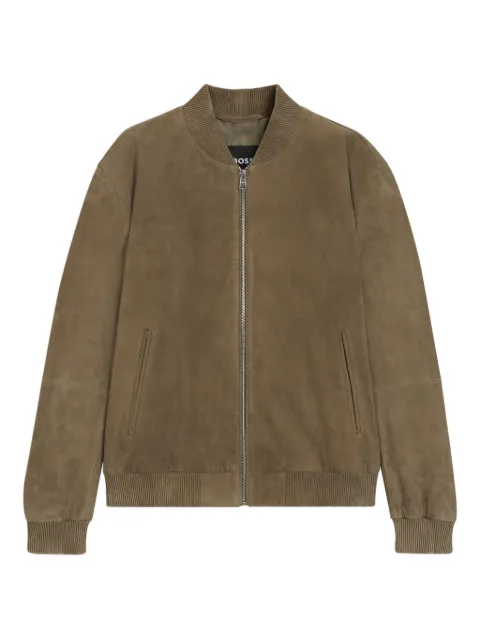 BOSS suede zip-front bomber jacket
