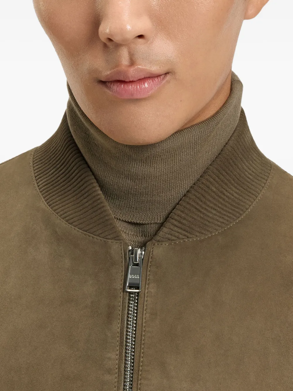 BOSS Suède bomberjack Bruin