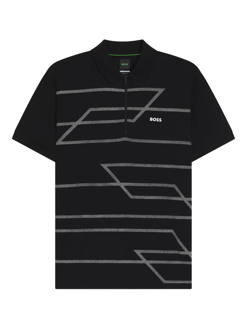 BOSS Poloshirt met geometrische print Zwart