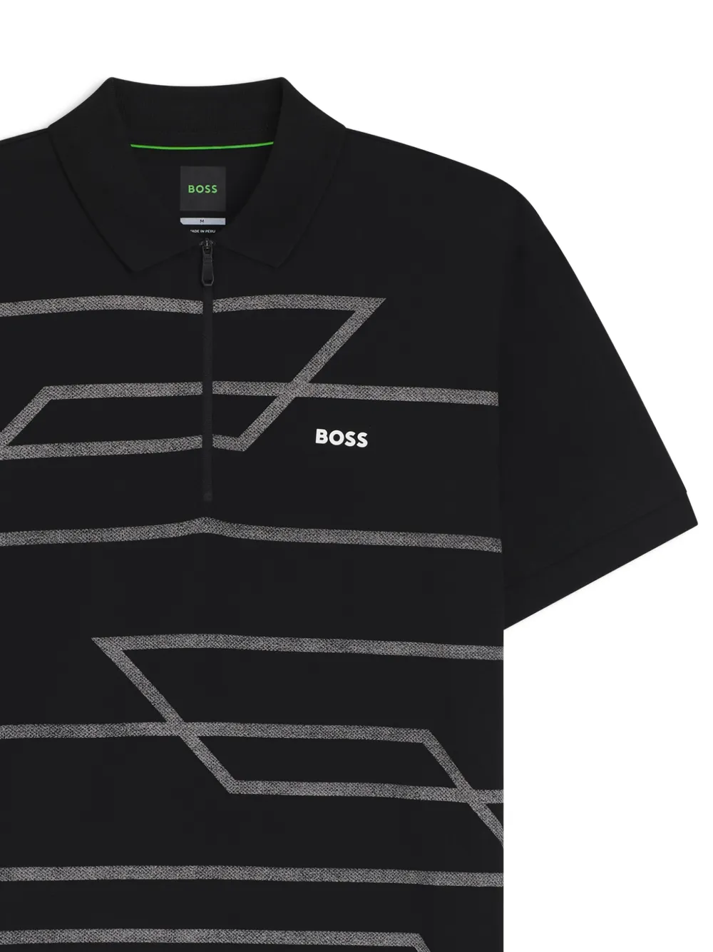 BOSS Poloshirt met geometrische print - Zwart