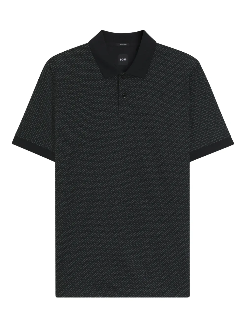 BOSS Camisa polo com padronagem | Preto | Image 1