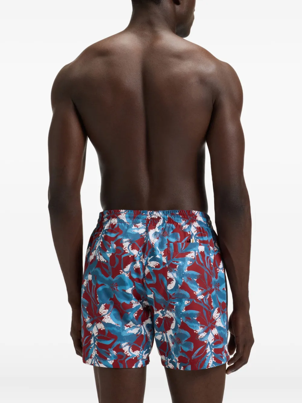 Hugo Boss Floral-pattern Swim Shorts In Blue