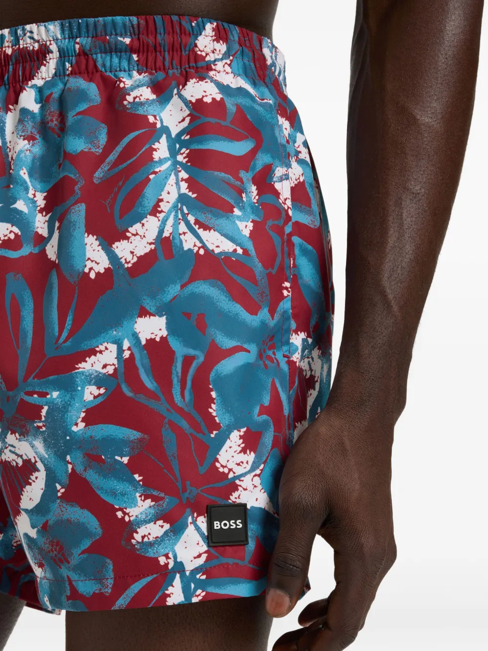 Hugo Boss Floral-pattern Swim Shorts In Blue