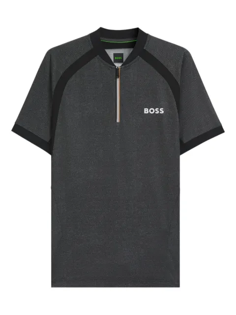 BOSS panelled zip-neck T-shirt