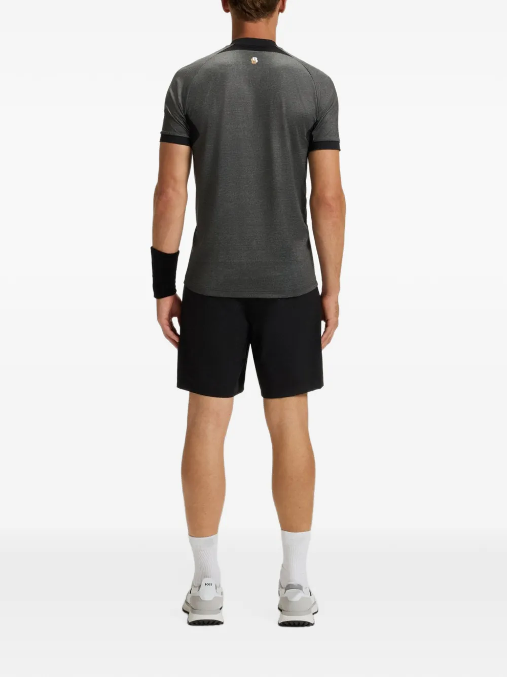 BOSS T-shirt met vlakken en rits Grijs