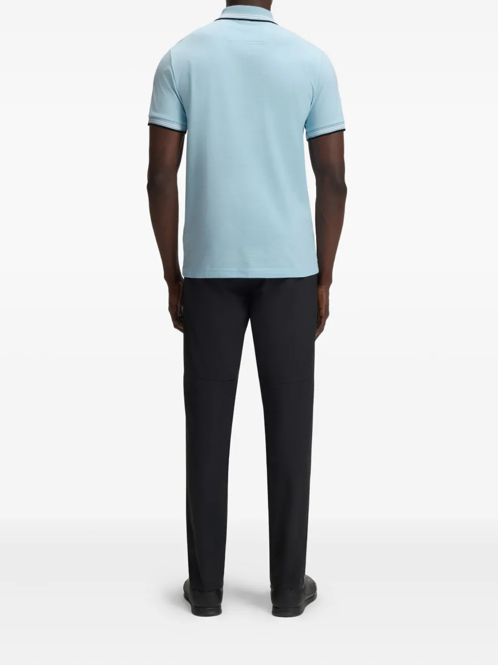 BOSS Poloshirt met gestreepte kraag Blauw