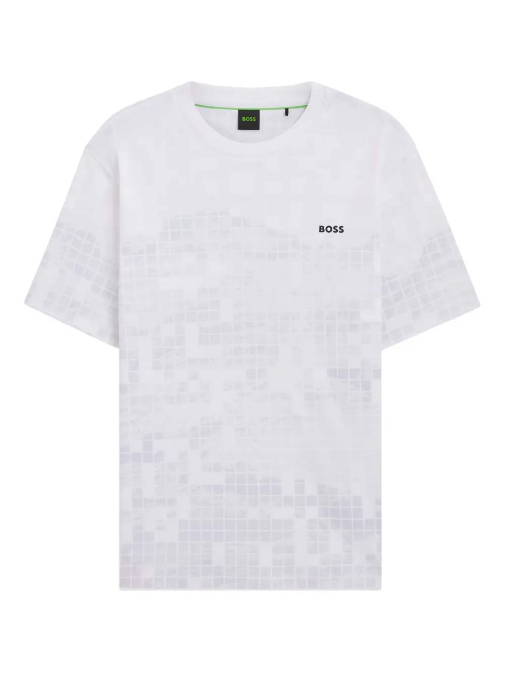 Hugo Boss Square-pattern Cotton T-shirt In White