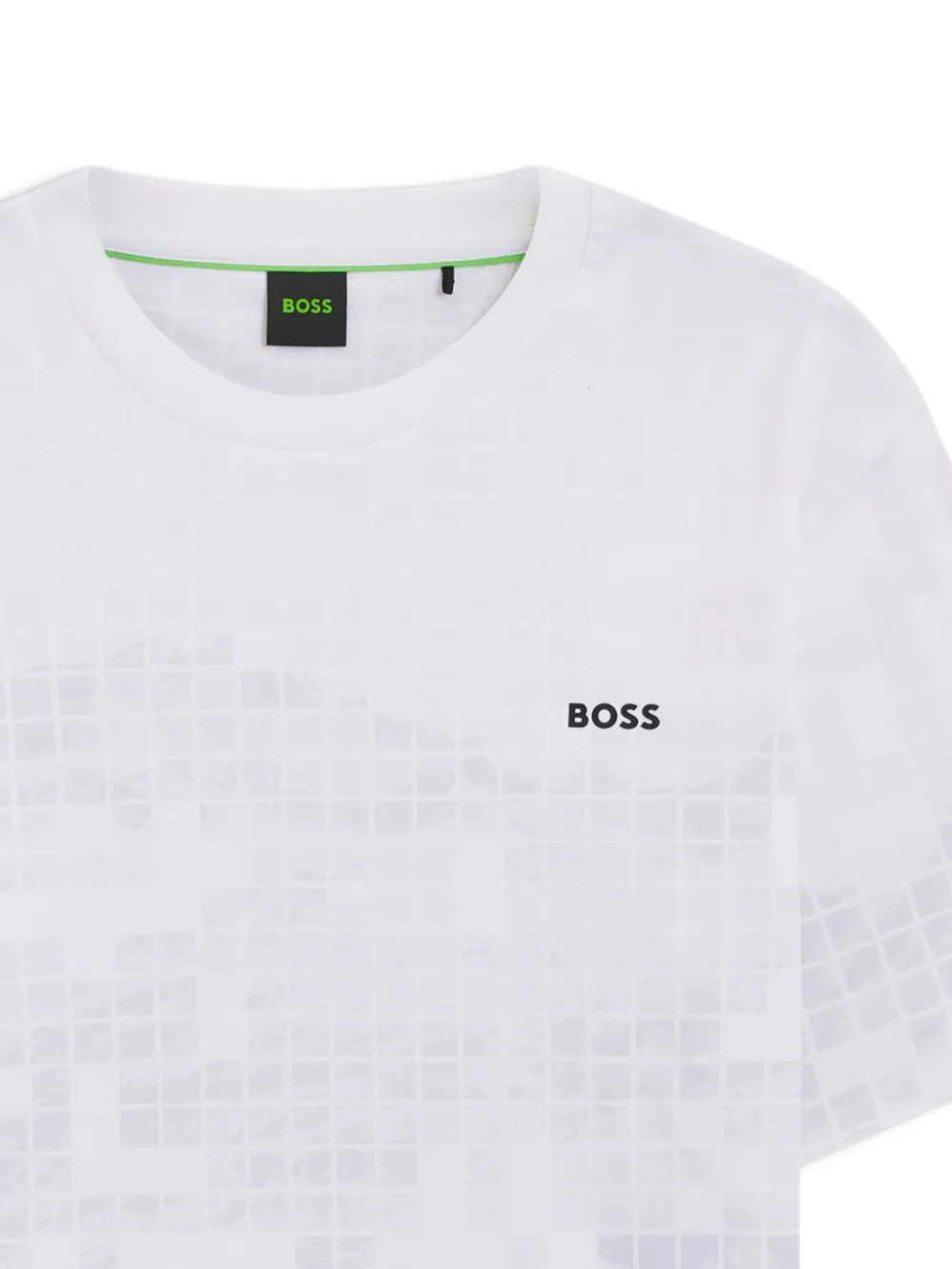 BOSS Katoenen T-shirt met vierkant patroon - Wit