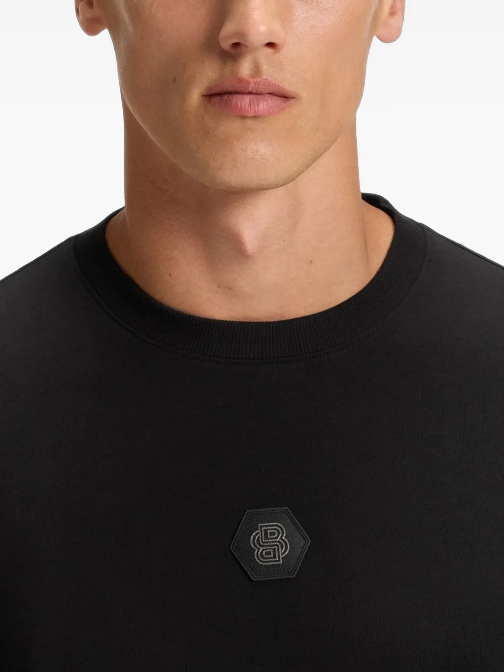 BOSS Katoenen T-shirt met logopatch Zwart