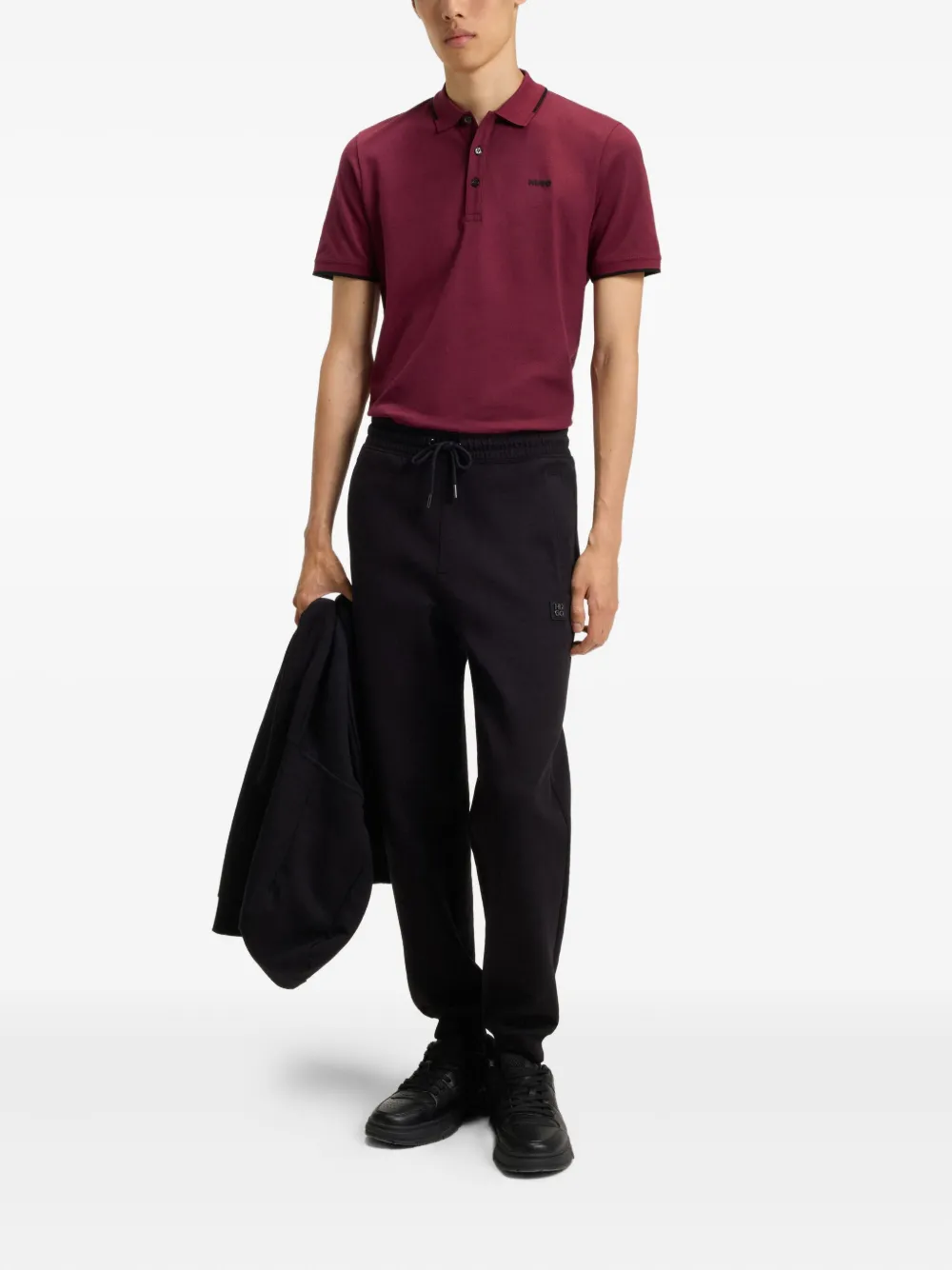 HUGO Poloshirt met geborduurd logo - Rood