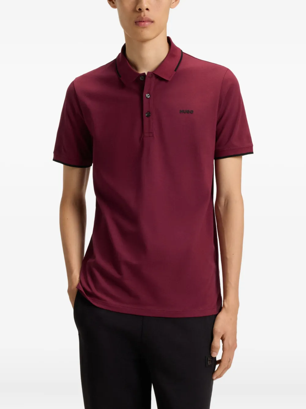HUGO Poloshirt met geborduurd logo Rood