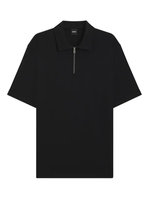 BOSS zip-neck polo shirt