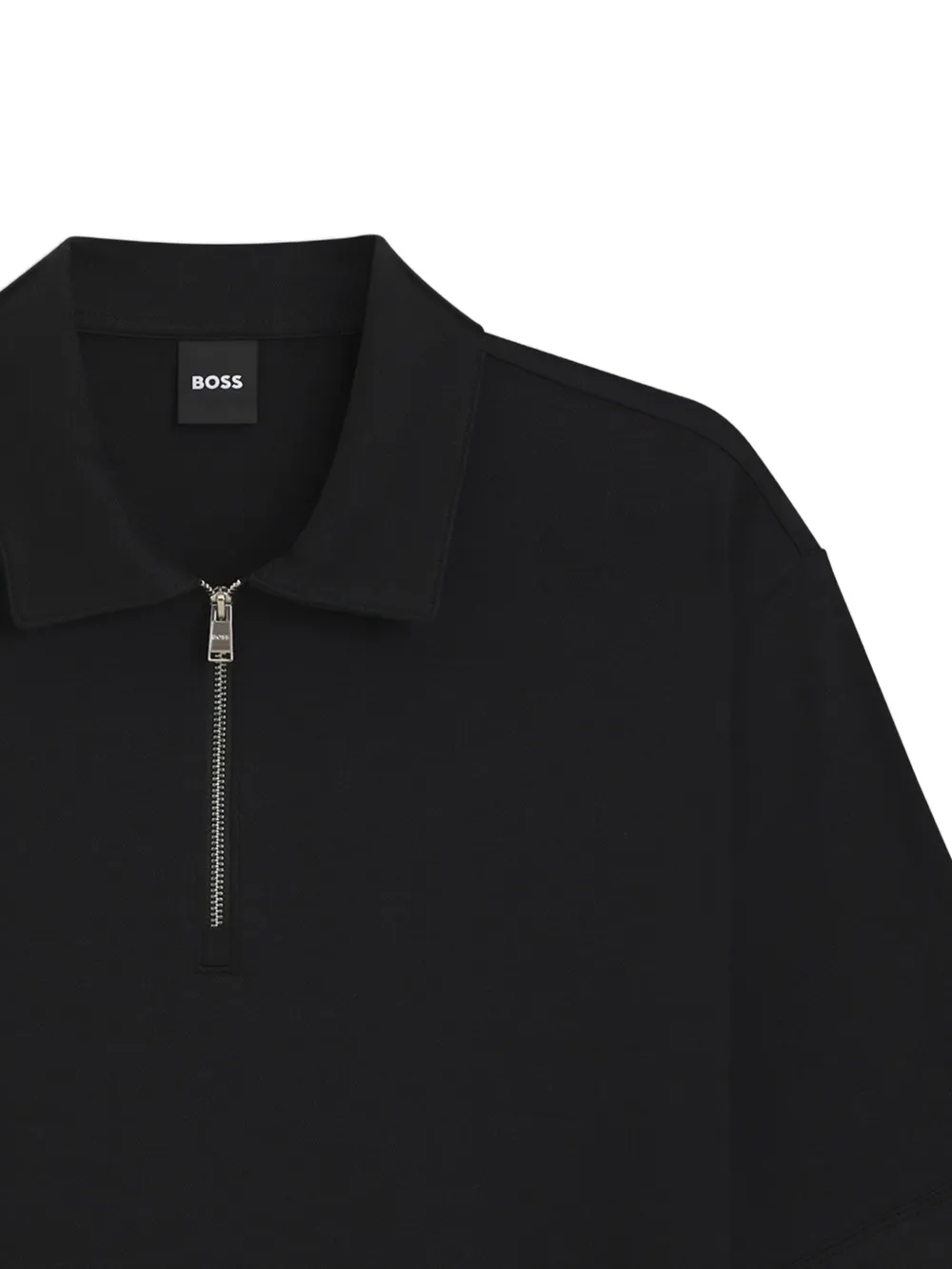 BOSS Poloshirt met hals met rits - Zwart