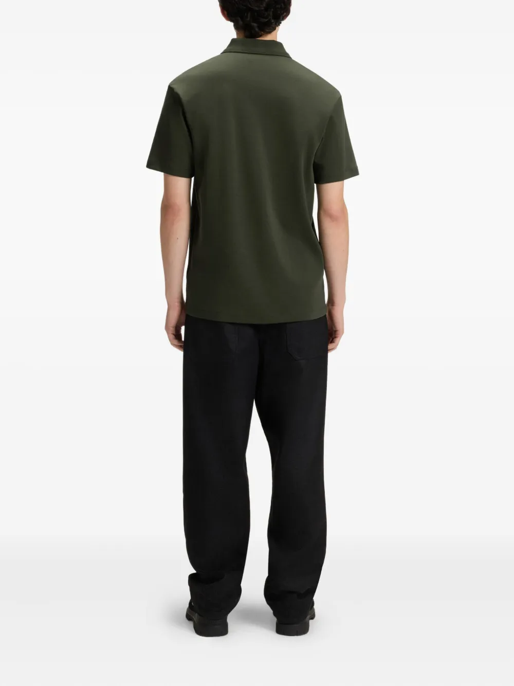 Hugo Boss Interlock-cotton Polo Shirt With Stacked Logo In Green