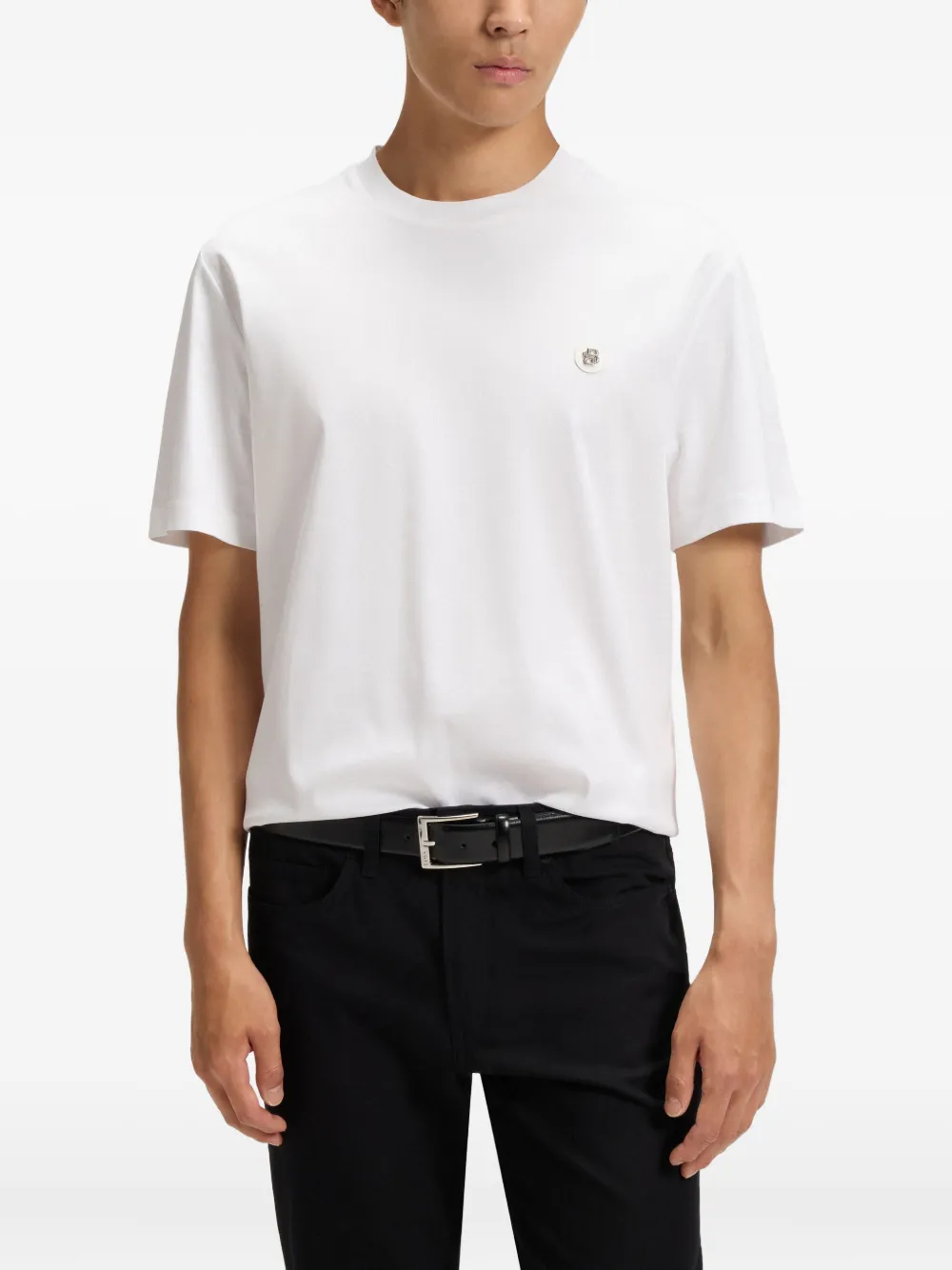 BOSS T-shirt met logoplakkaat Wit