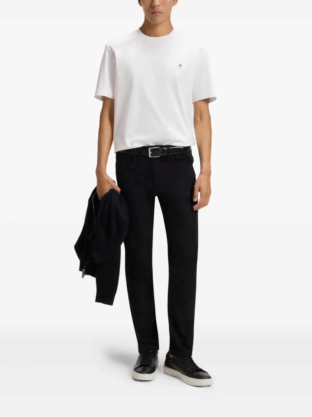 BOSS T-shirt met logoplakkaat - Wit