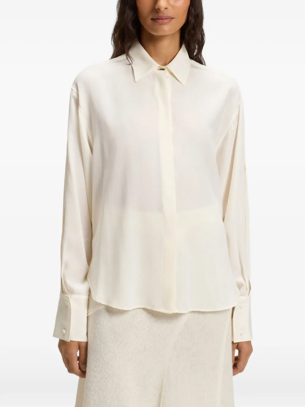 BOSS Blouse met manchetten met knopen Wit