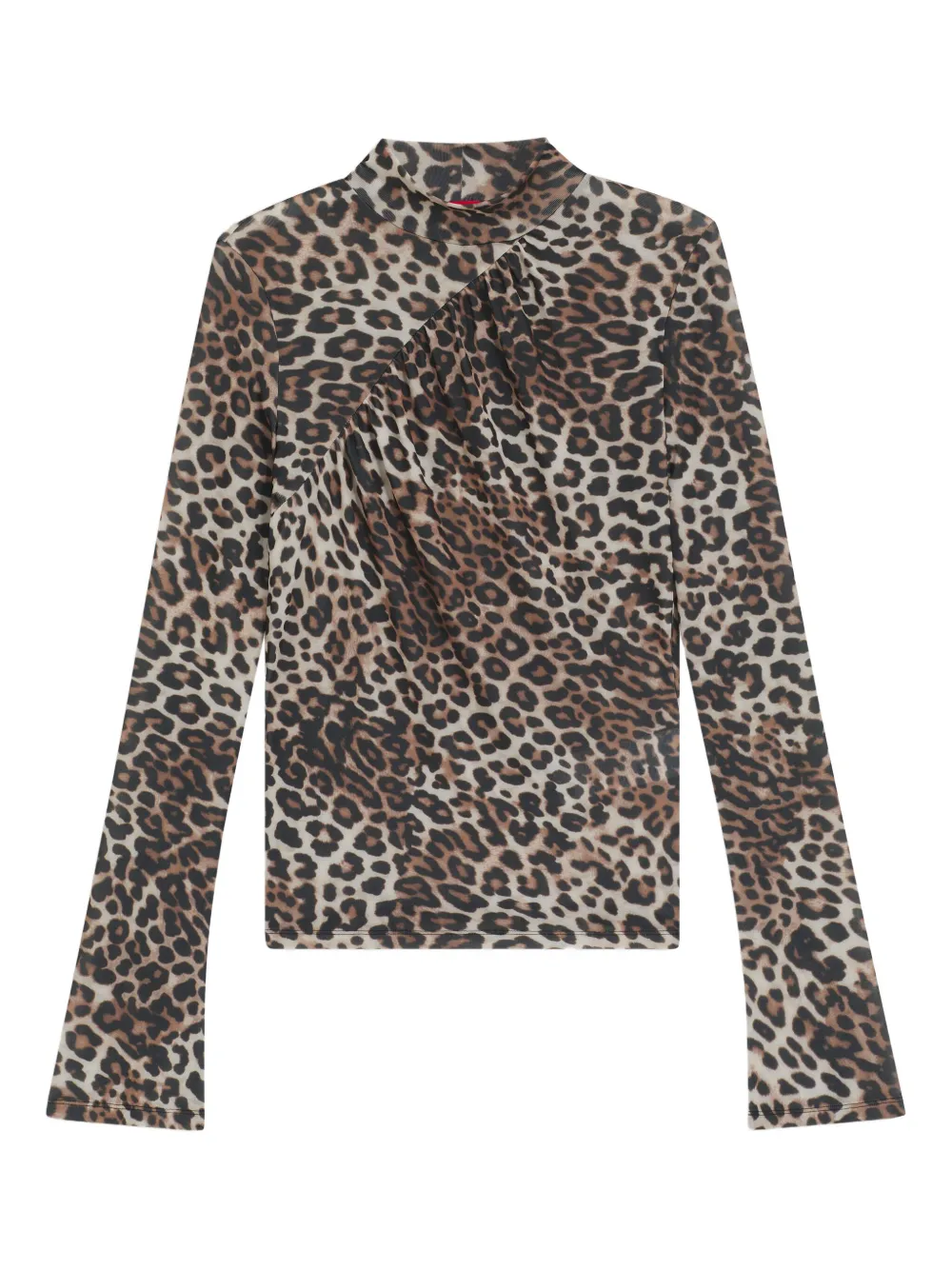 Hugo Boss Leopard-print Mock-neck Top In Neutral