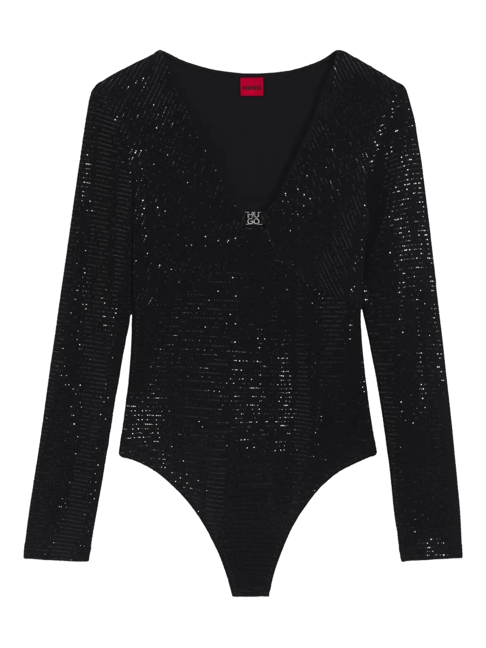 HUGO sequin-embellished V-neck bodysuit | Black | Image 1