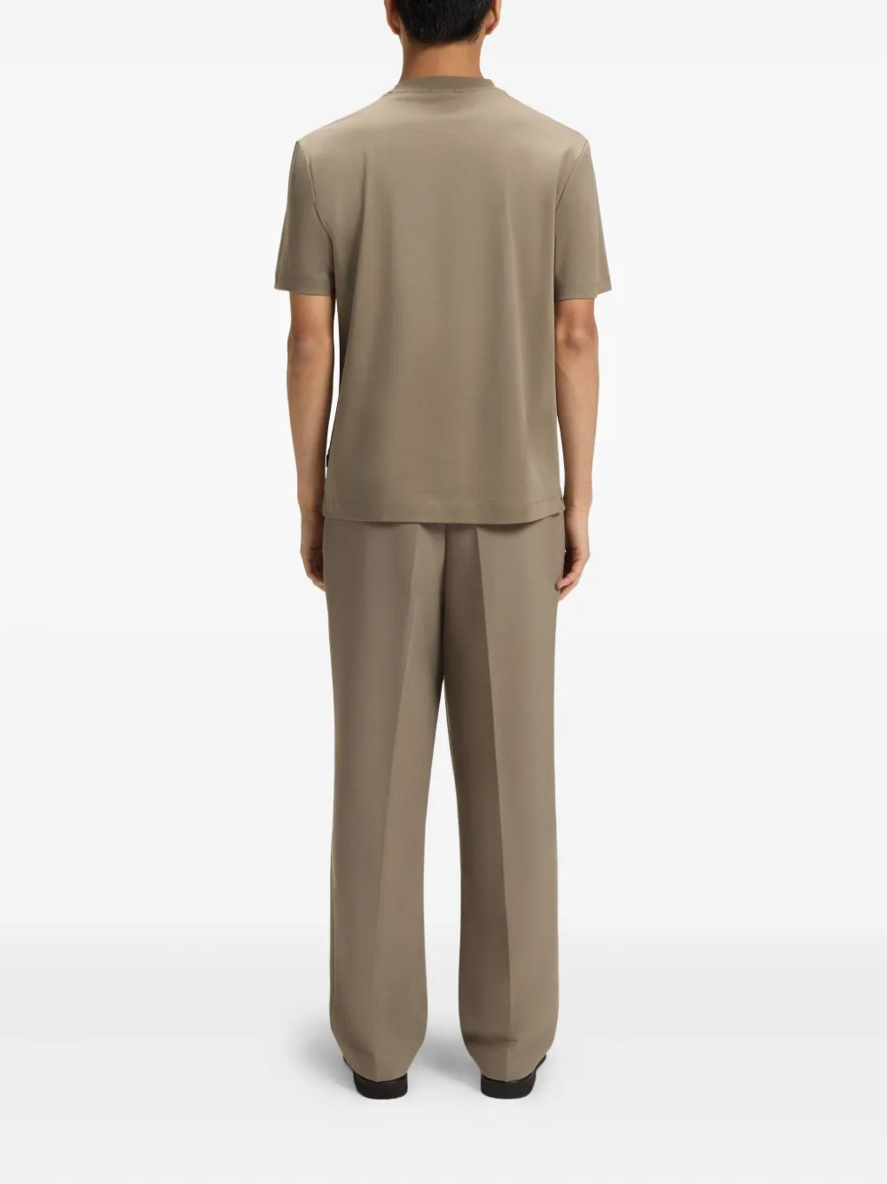 BOSS Katoenen T-shirt met logopatch Beige