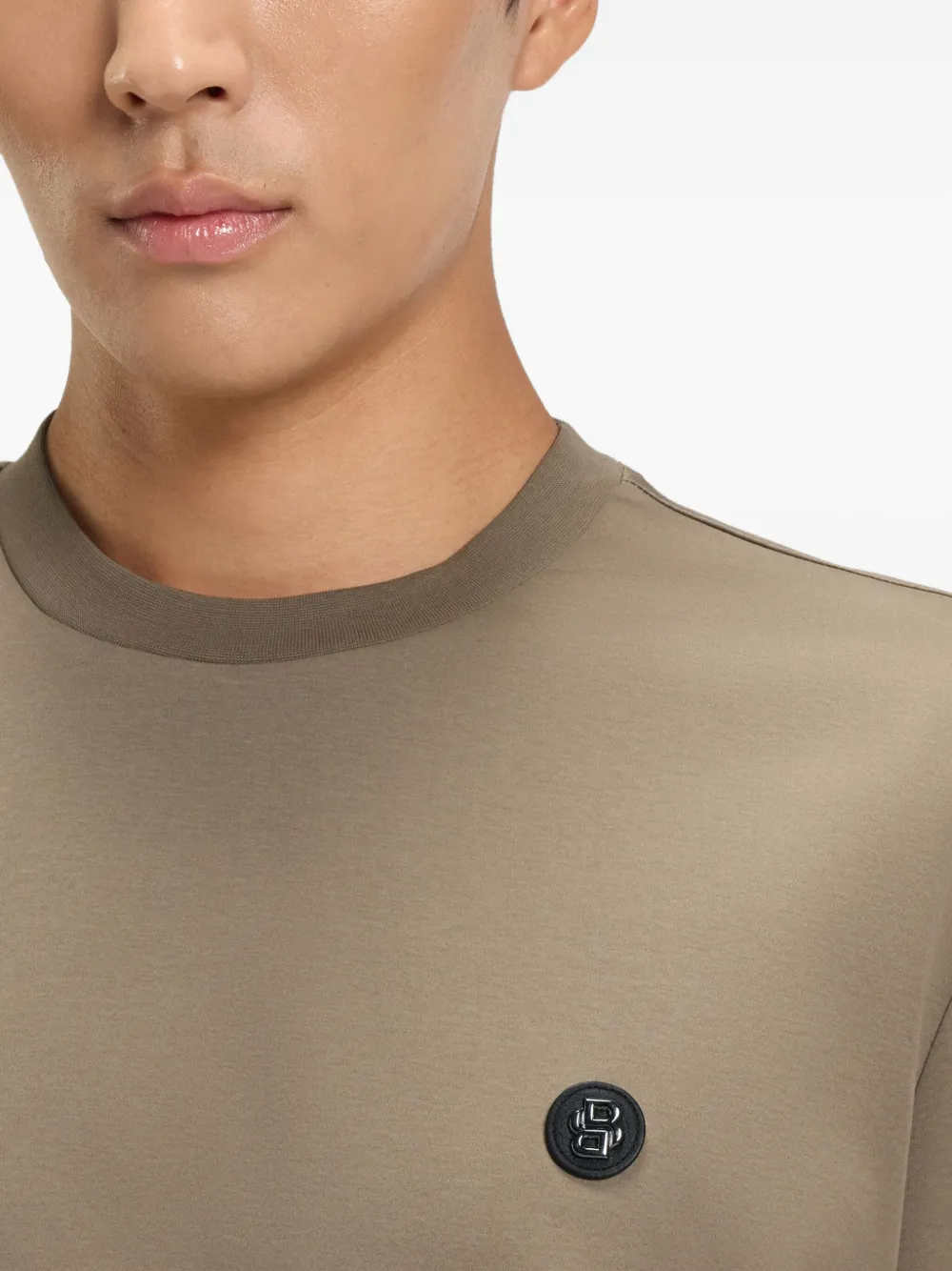 BOSS Katoenen T-shirt met logopatch Beige