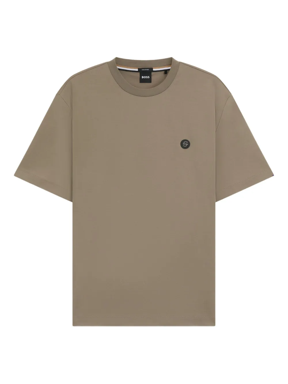 BOSS Katoenen T-shirt met logopatch Beige