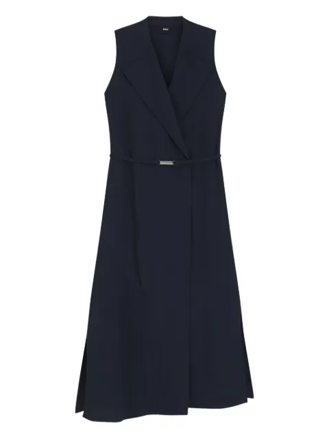 BOSS pinstripe belted midi dress