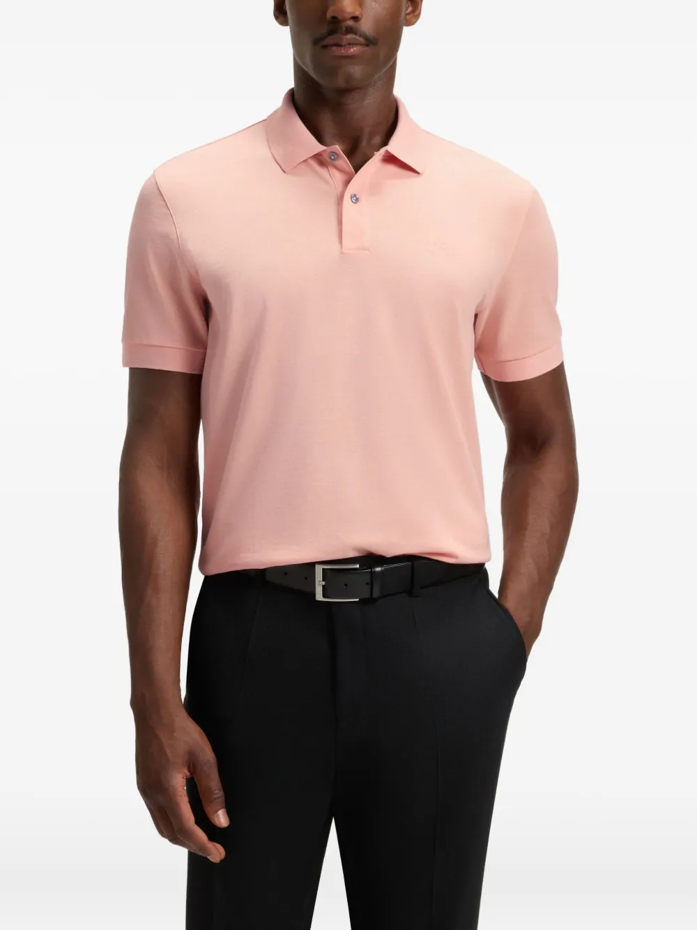 BOSS logo-embroidered cotton polo shirt - Roze