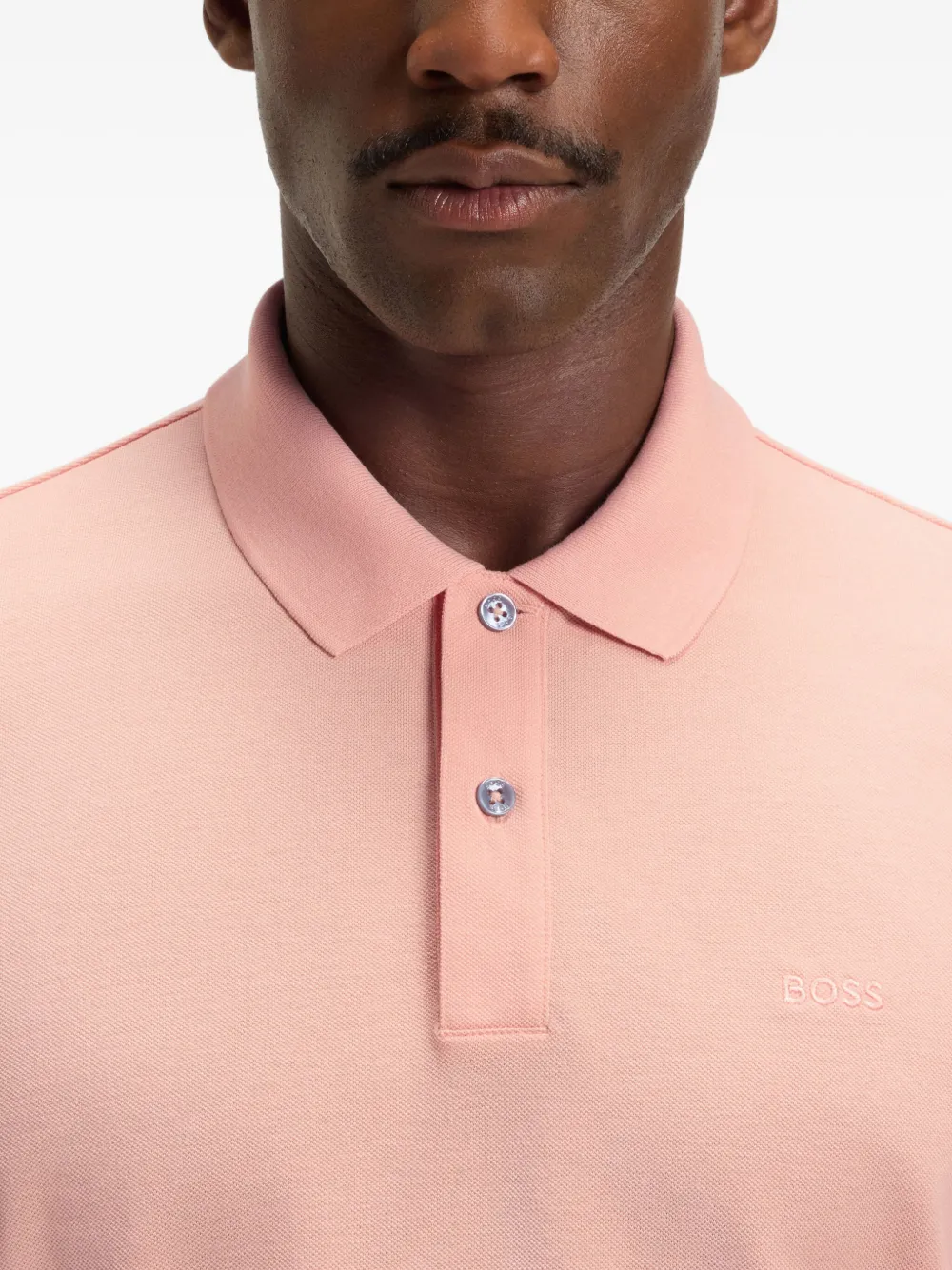 BOSS Katoenen poloshirt met geborduurd logo Roze
